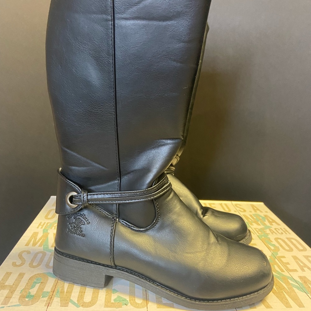 Beverly Hills Polo leather boots girls size 1. Black.